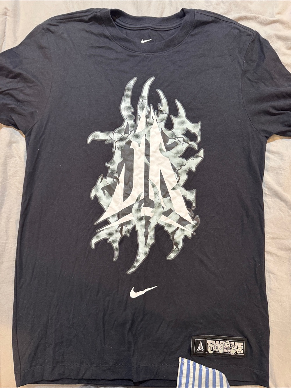 Nike Black Short-Sleeve Tee with White & Light Gray Graphic